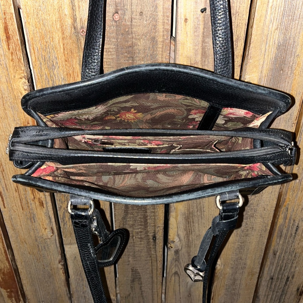 Brighton Black Croc-Embossed Shoulder Handbag - Picture 6 of 7